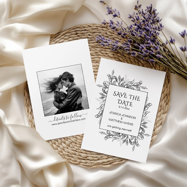 Photo with Black & White Foliage Save The Date (Creator Uploaded)