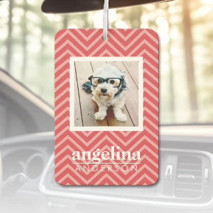 Photo with Chevron Pattern and Custom Name Air Freshener