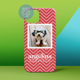 Photo with Chevron Pattern and Custom Name Case-Mate iPhone 14 Case