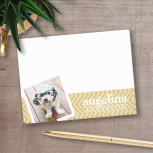 Photo with Gold Chevron Pattern and Custom Name Post-it Notes