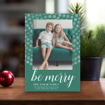 Photo with Green Boho Watercolor Dot Pattern Holiday Card<br><div class="desc">A modern design with a green boho dot pattern and one vertical photo. A minimal design that can be changed in the advanced customize area.</div>