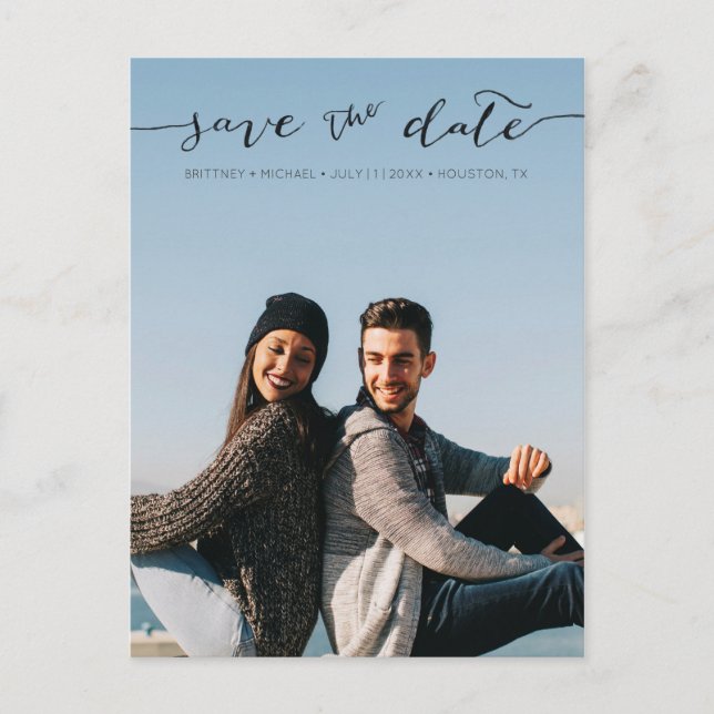Photo with Handwritten Save the Date | Postcard (Front)