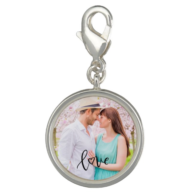 Photo with LOVE hand lettered text overlay Charm (Front)