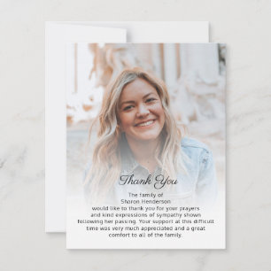 Photo With Personal Message Funeral Thank You  Card