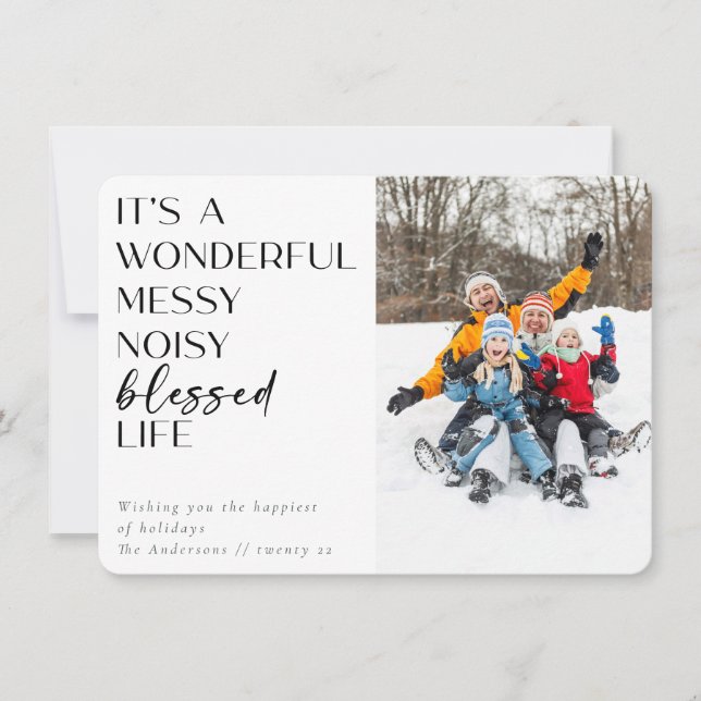 Photo Wonderful Blessed Life Holiday Card (Front)