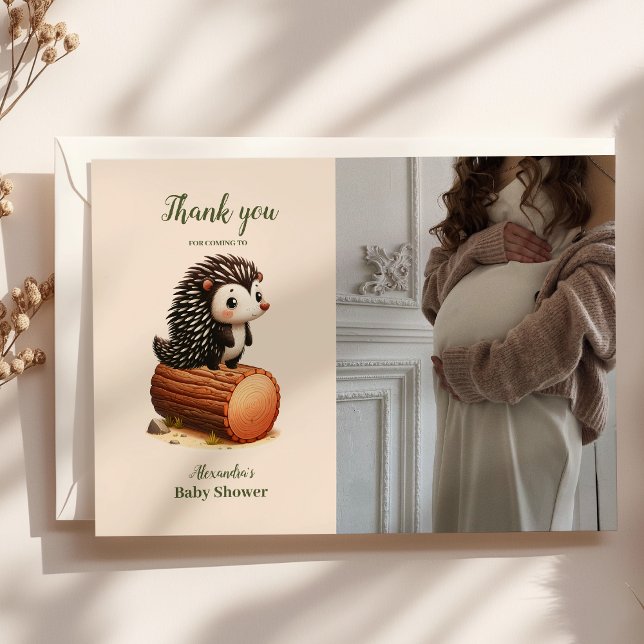 Photo Woodland Animals Baby Shower Thank You Card (Creator Uploaded)