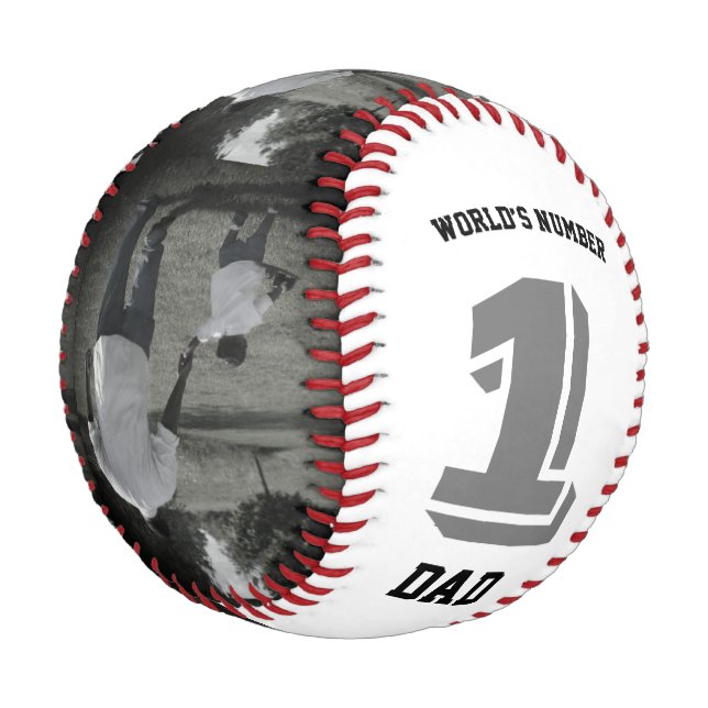 Photo World’s Number One Dad Grandpa Custom  Baseball (Angled)