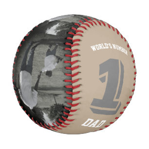 Photo World’s Number One Dad Grandpa Taupe Custom Baseball