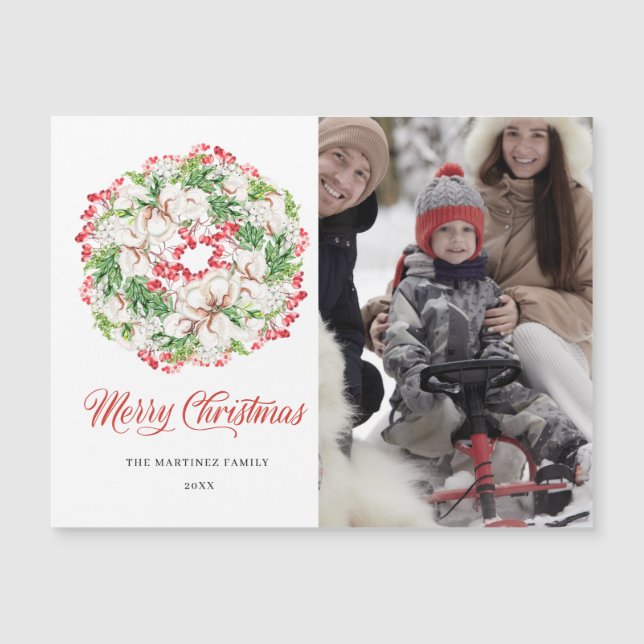 PHOTO Wreath Christmas Holiday Carte magnétique (Devant)