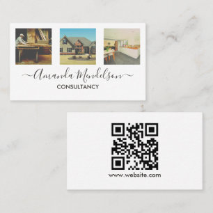 Photo x3 text and QR code or logo Business Card