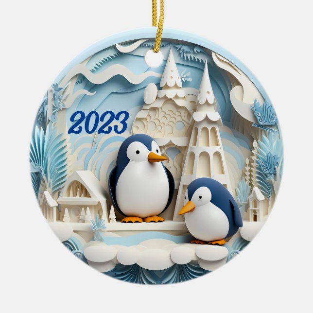  Photo Yearly Christmas  Ceramic Ornament (Front)