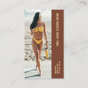 Photo Yellow Bikini Barista Double Number Coffee Loyalty Card