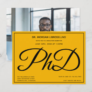 Photo Yellow PhD Graduation Party Invitation
