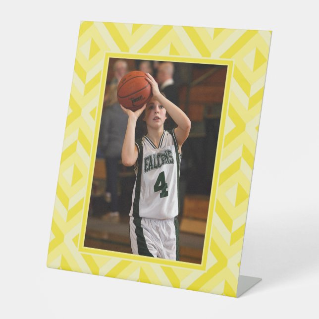 Photo Yellow Three-Tone Diamond Pattern Pedestal Sign (Front)