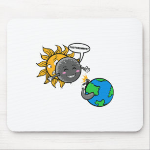 Photobomb! Adorable Cute Total Solar Eclipse 2024 Mouse Pad