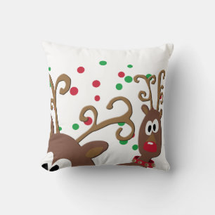 Photobomb Reindeer Decorative Christmas Pillow