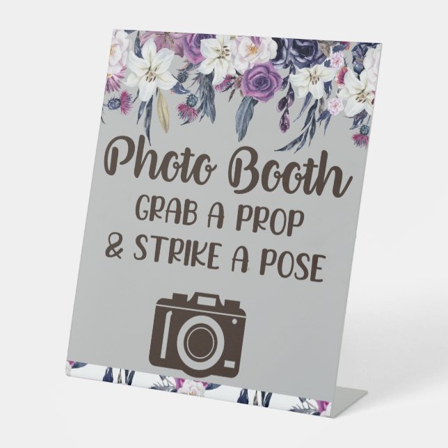 Photobooth Grab a Prop Gothic Floral Wedding Pedestal Sign (Front)