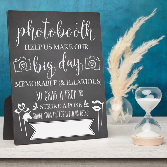 Photobooth Hashtag Wedding Party Sign Plaque (Side)