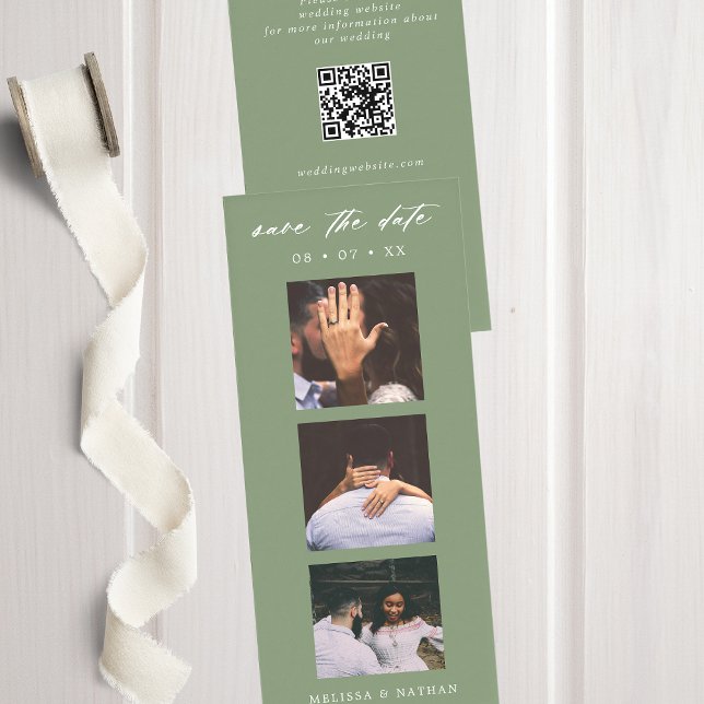 Photobooth Strip QR Sage Wedding Save the Date (Creator Uploaded)
