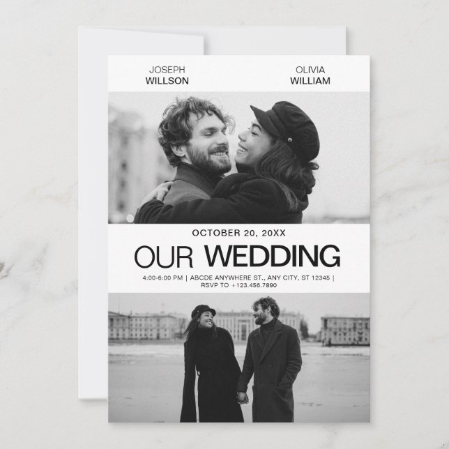 Photogenic film poster wedding modern minimalist  invitation (Front)