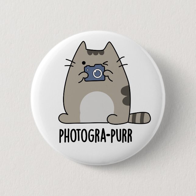 Photograh-purr Funny Cat Photographer Pun 2 Inch Round Button (Front)