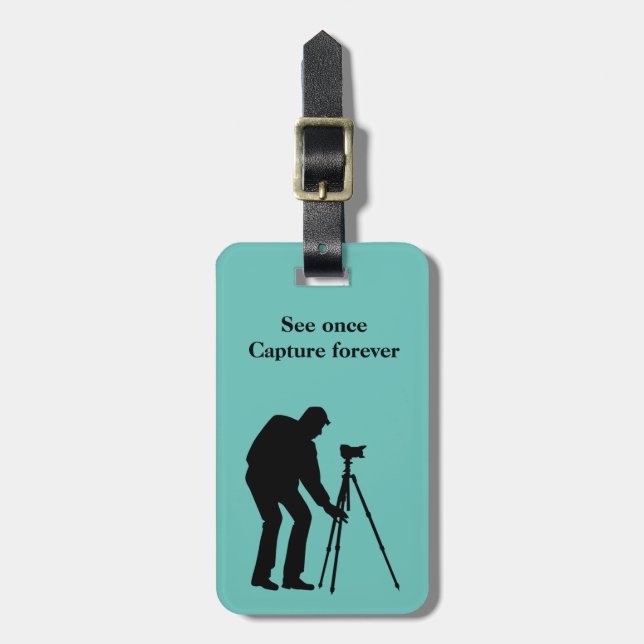Photograher's Personalized Double Sided Luggage Tag (Front Vertical)