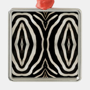 Photograph of a real Zebra's Fur Metal Ornament
