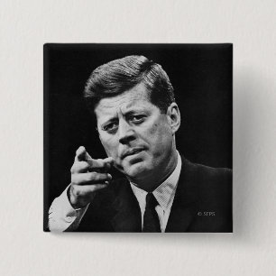 Photograph of John F. Kennedy 3 2 Inch Square Button
