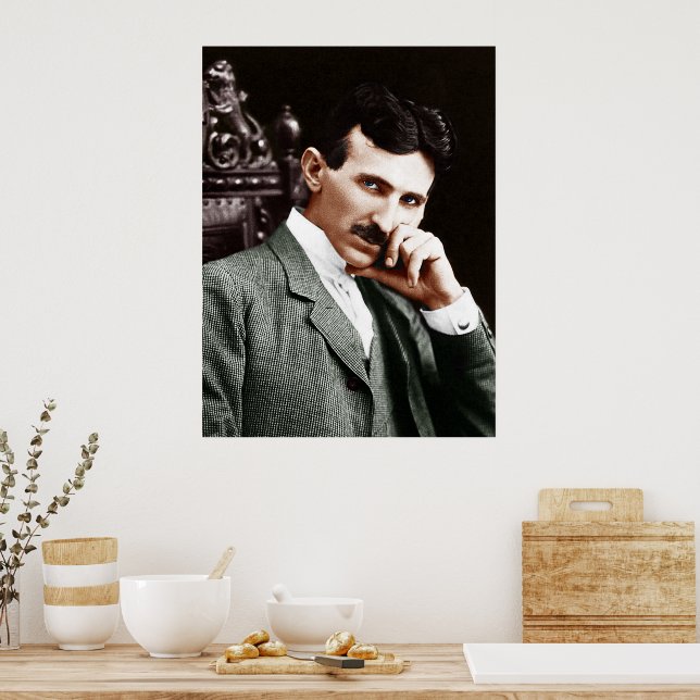 Photograph of Nikola Tesla at Age 40 Poster (Kitchen)