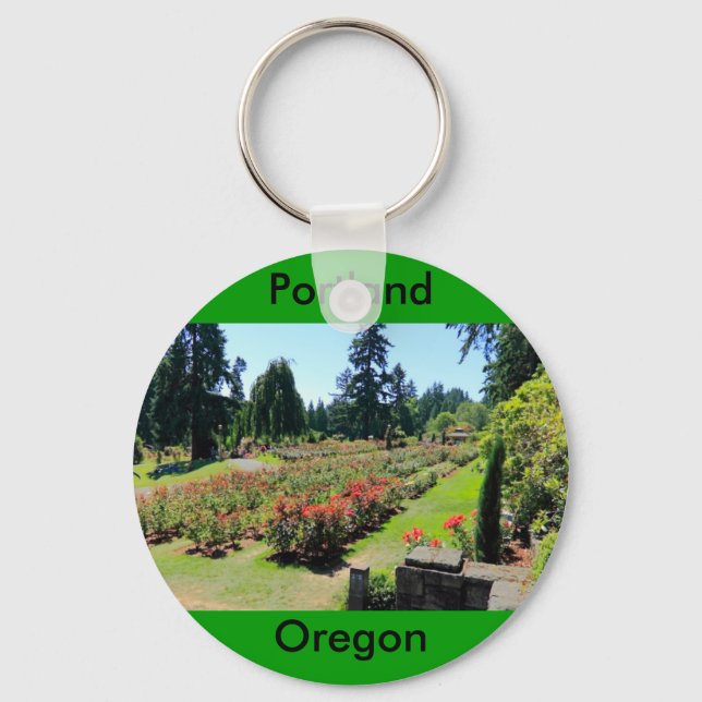 Photograph of Rose Garden, Portland, Oregon Keychain (Front)