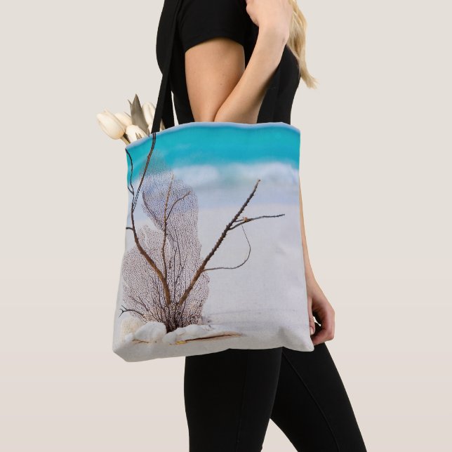 Photograph of Seashells on a Sandy Beach Tote Bag (Close Up)