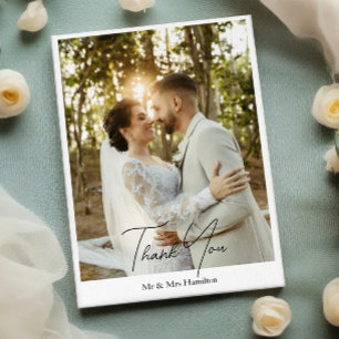 Photograph Personalized Wedding With Message  Thank You Card