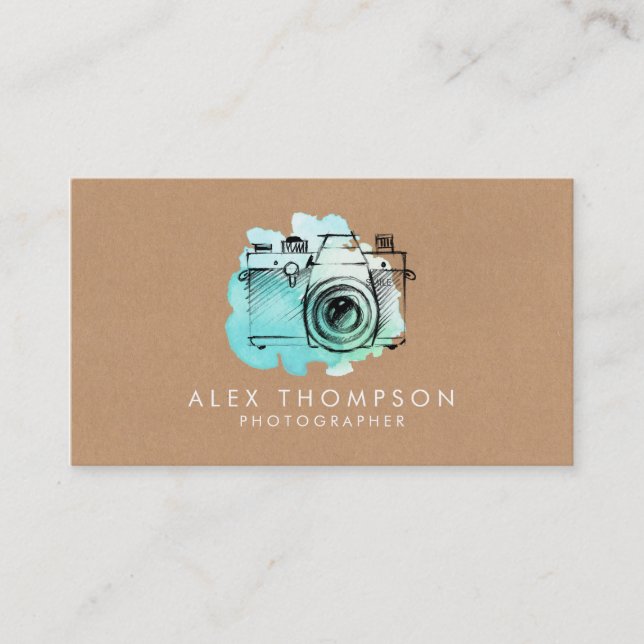 Photographe aquarelle Cartes de visite (Devant)