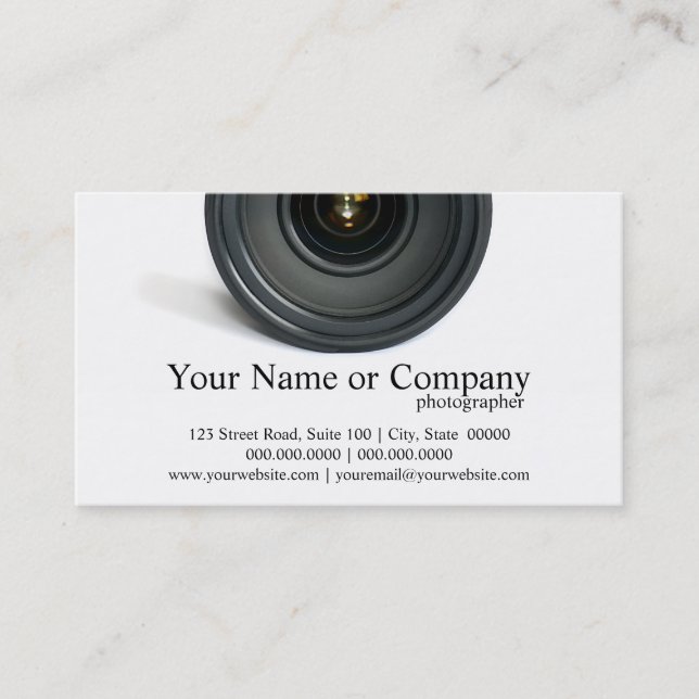 Photographe Camera Lens Carte de visite (Devant)