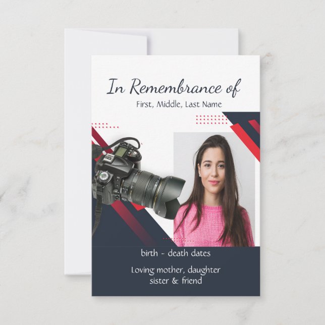 Photographe Invitation du service commémoratif (Devant)