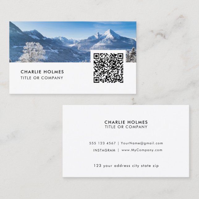 Photographe moderne Carte de visite | Code QR (Devant / Derrière)