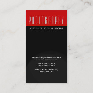 Photographe noir gris rouge Carte de visite