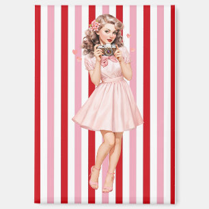 Photographe Pin-Up Vintage Magnet Rose Rétro