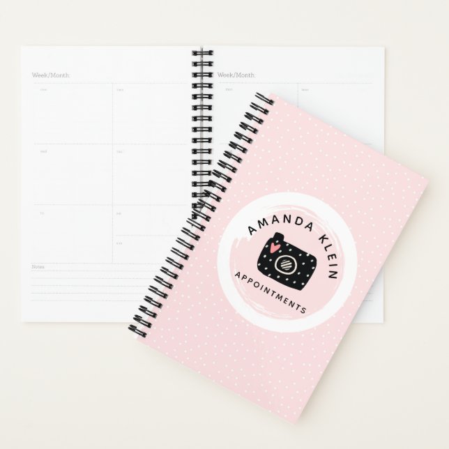 Photographe sur mesure Caméra Logo Carnet de rende (Devant avec enveloppe)