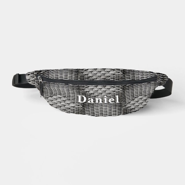 Photographed braid, abstract and interesting grey  fanny pack (Front)