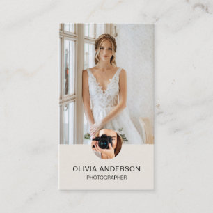 Photographer 2 Photos Custom Icons QR Tan Business Card