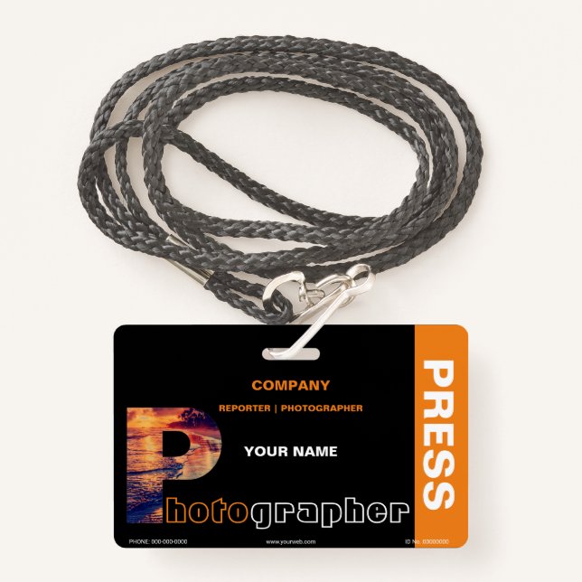 Photographer Badge (Front with Lanyard)