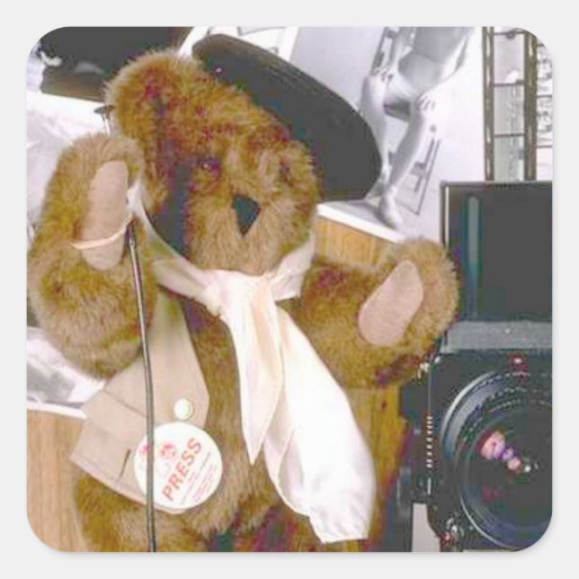 Photographer Bear - Press Journalist Square Sticker (Front)