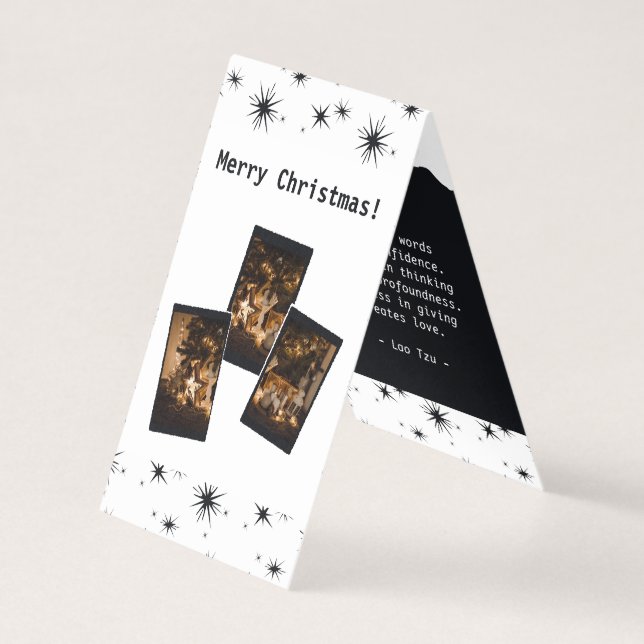 Photographer Black & White Christmas Stars Card (Front)