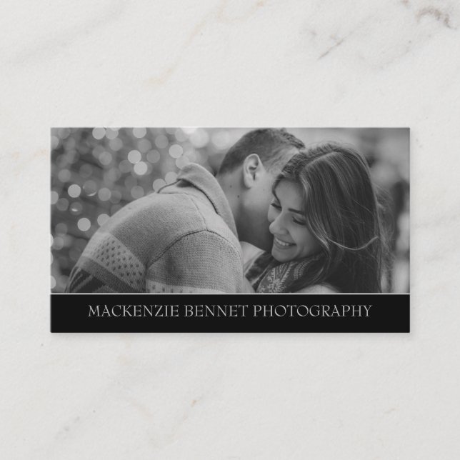 Photographer Black & White Photography  Business Card (Front)