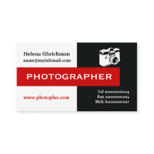 Photographer black, white, red eye-catching
