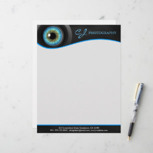 Photographer Blue Eye Camera Lens Letterhead