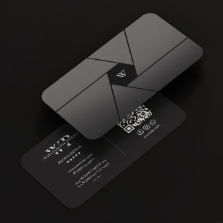 Photographer Camera Lens Elegant Black Monogram Business Card