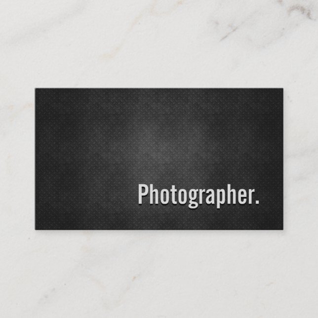 Photographer Cool Black Metal Simplicity Business Card (Front)