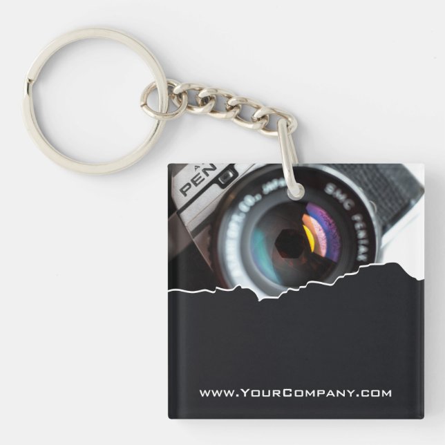 Photographer Custom Photo Black & White Keychain (Front)